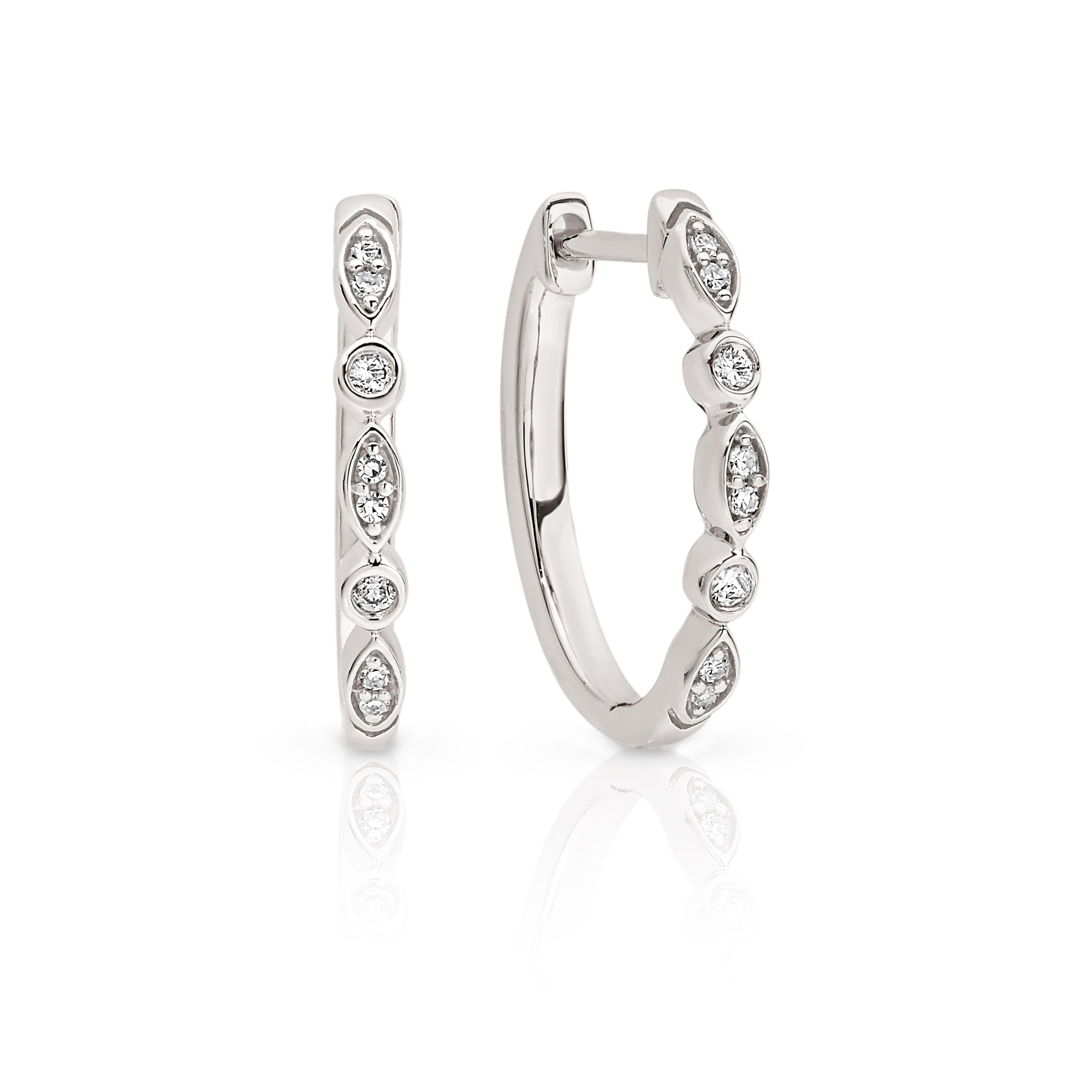 9ct white gold 0.10ct diamond huggies