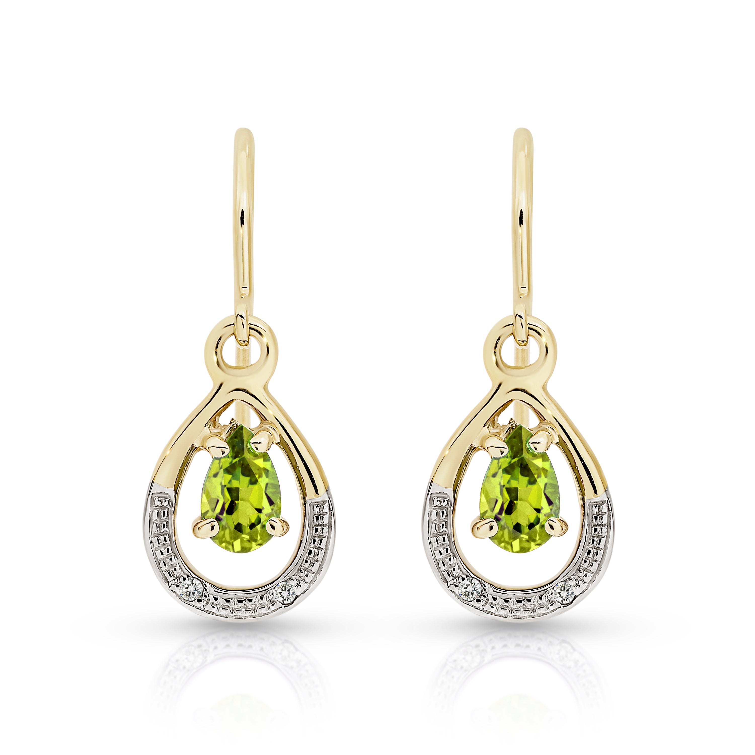 9ct peridot & diamond drop earrings