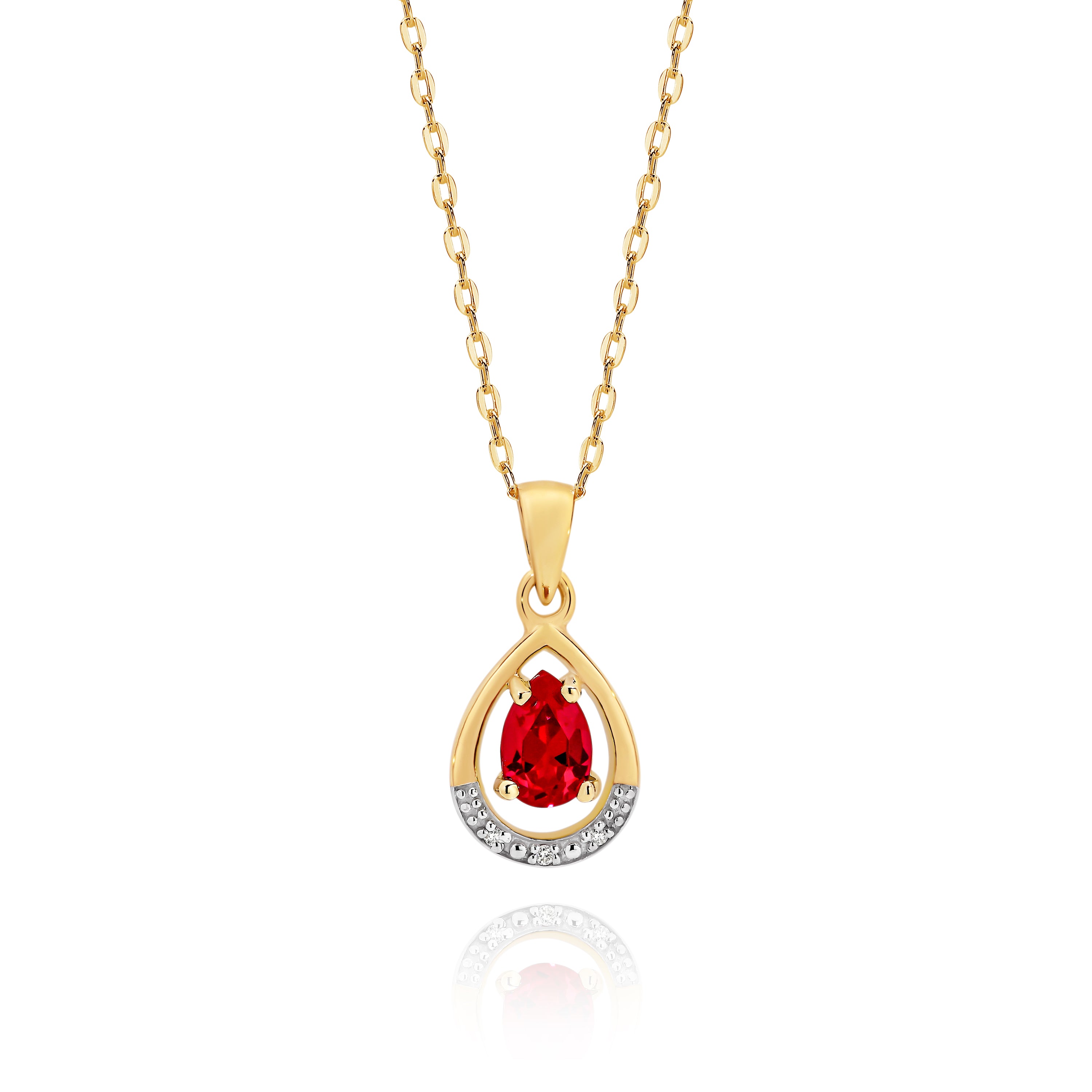 9ct gold cr ruby & diamond pendant