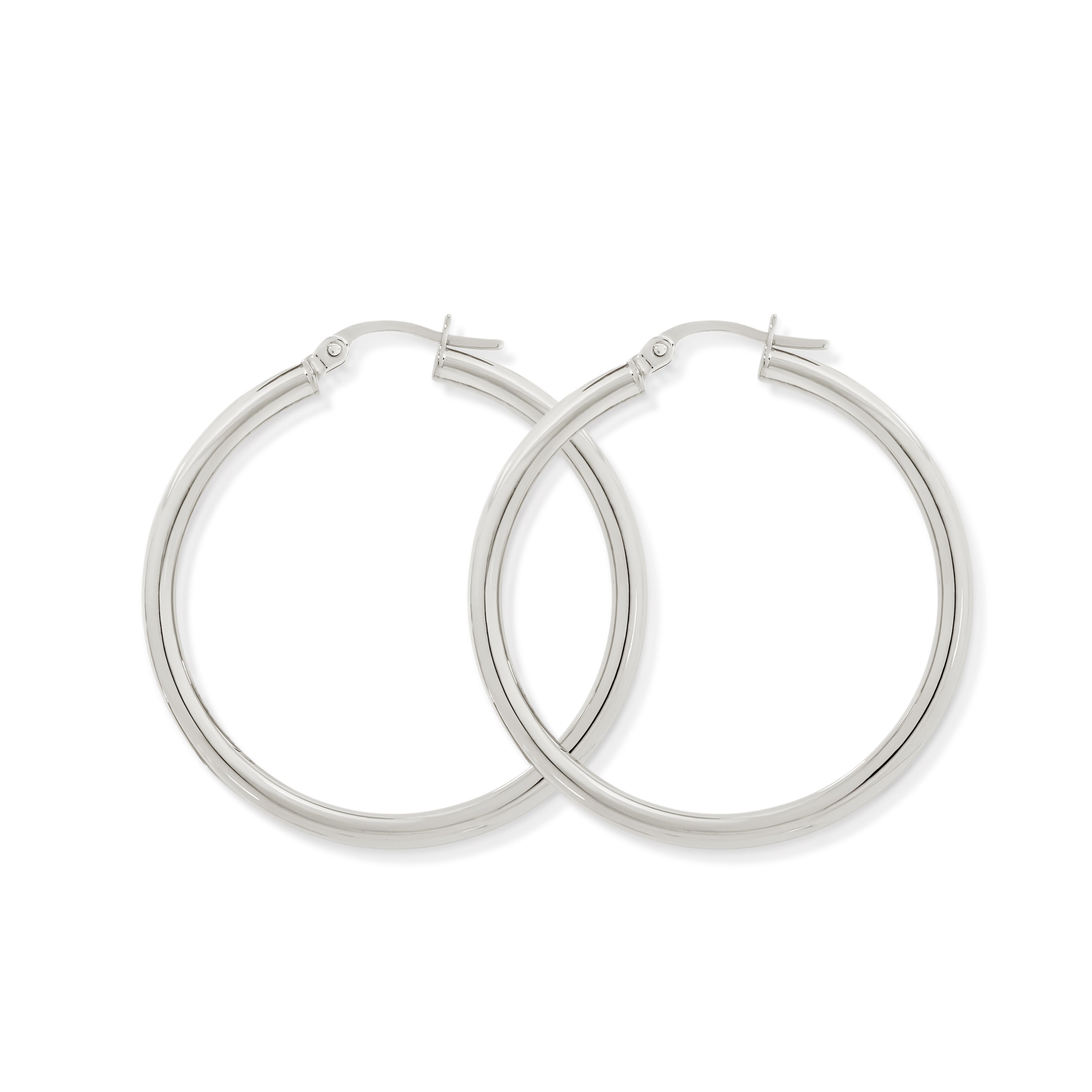 9ct white gold polished hoops (30mm)