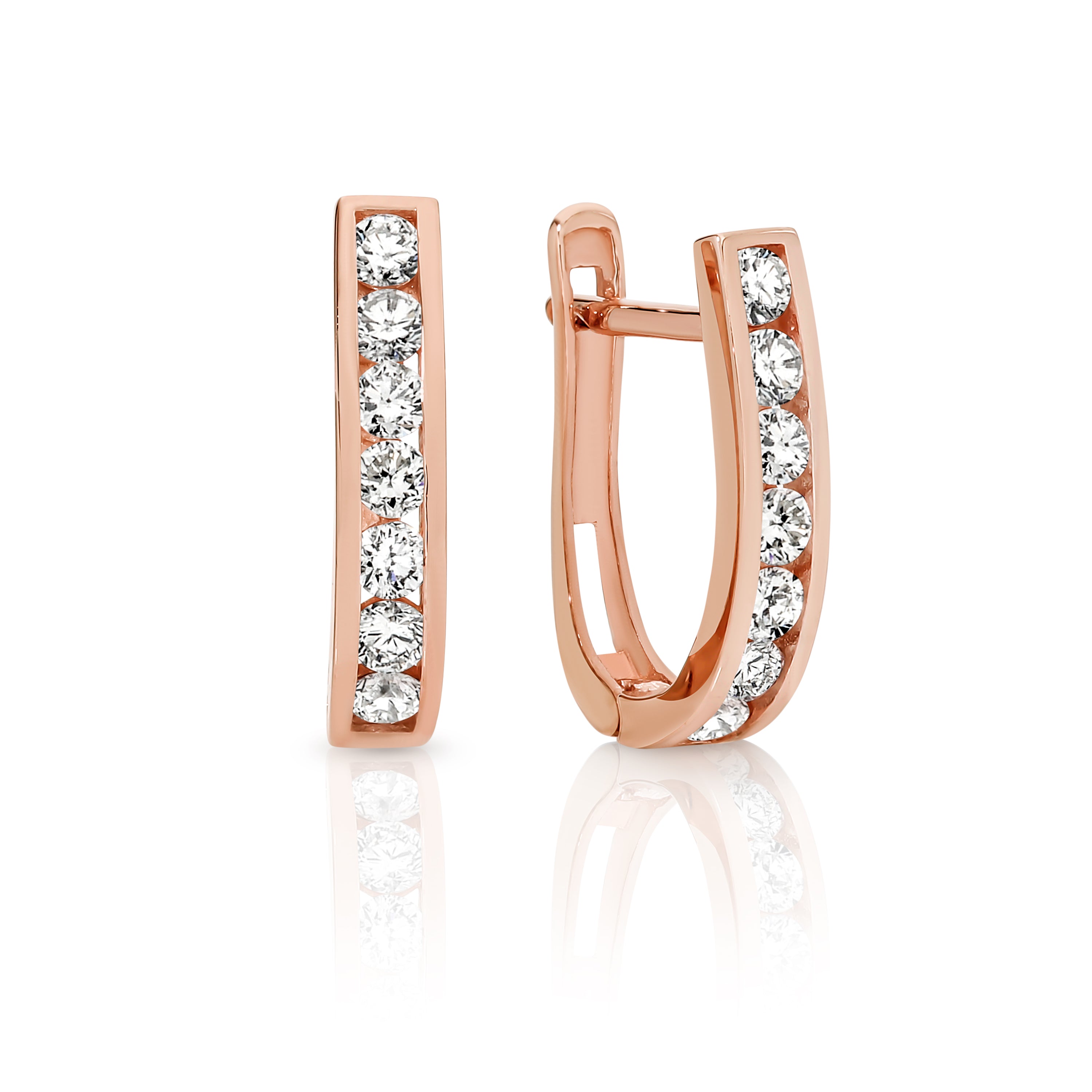 9ct rose gold oval channel huggies