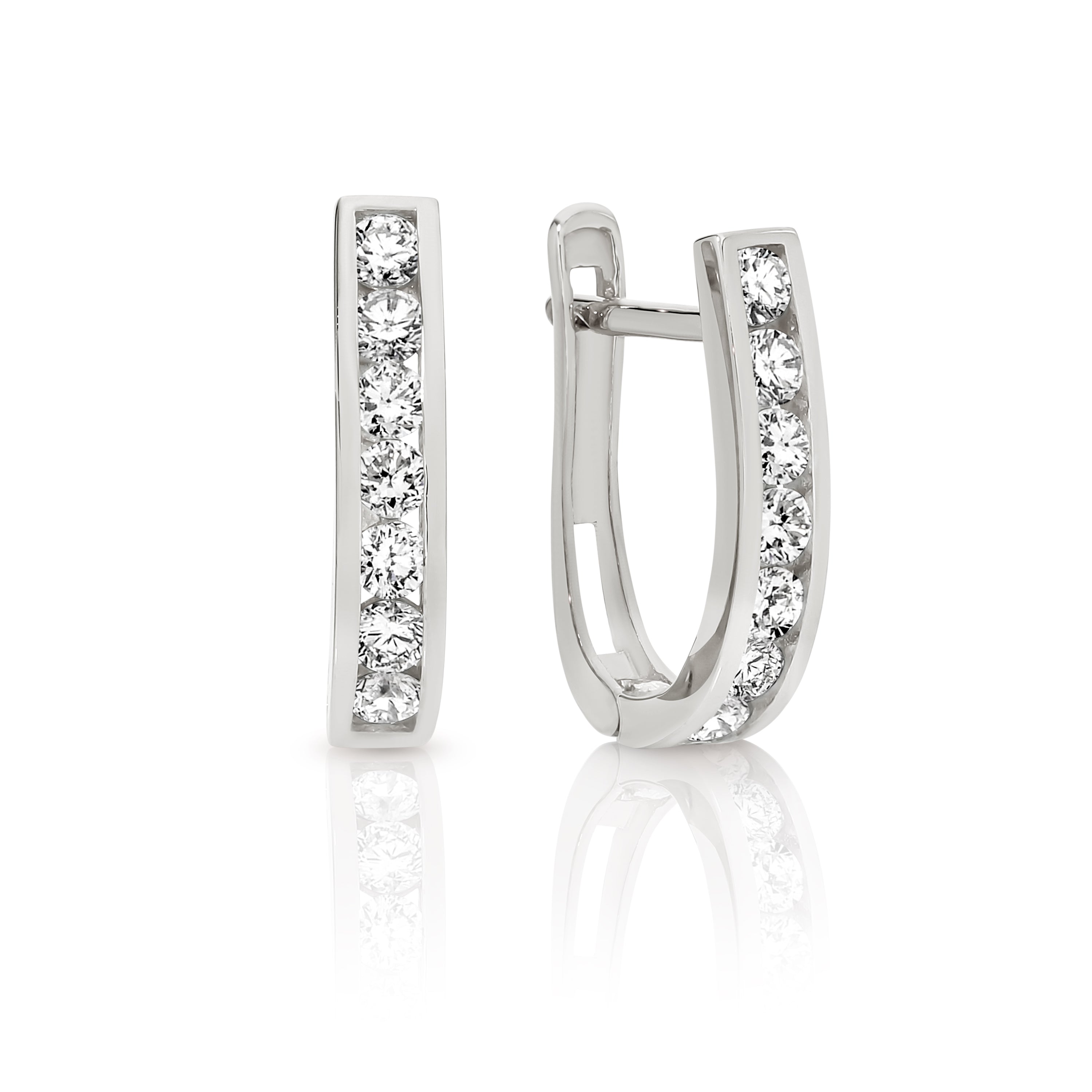 9ct white gold oval channel huggies