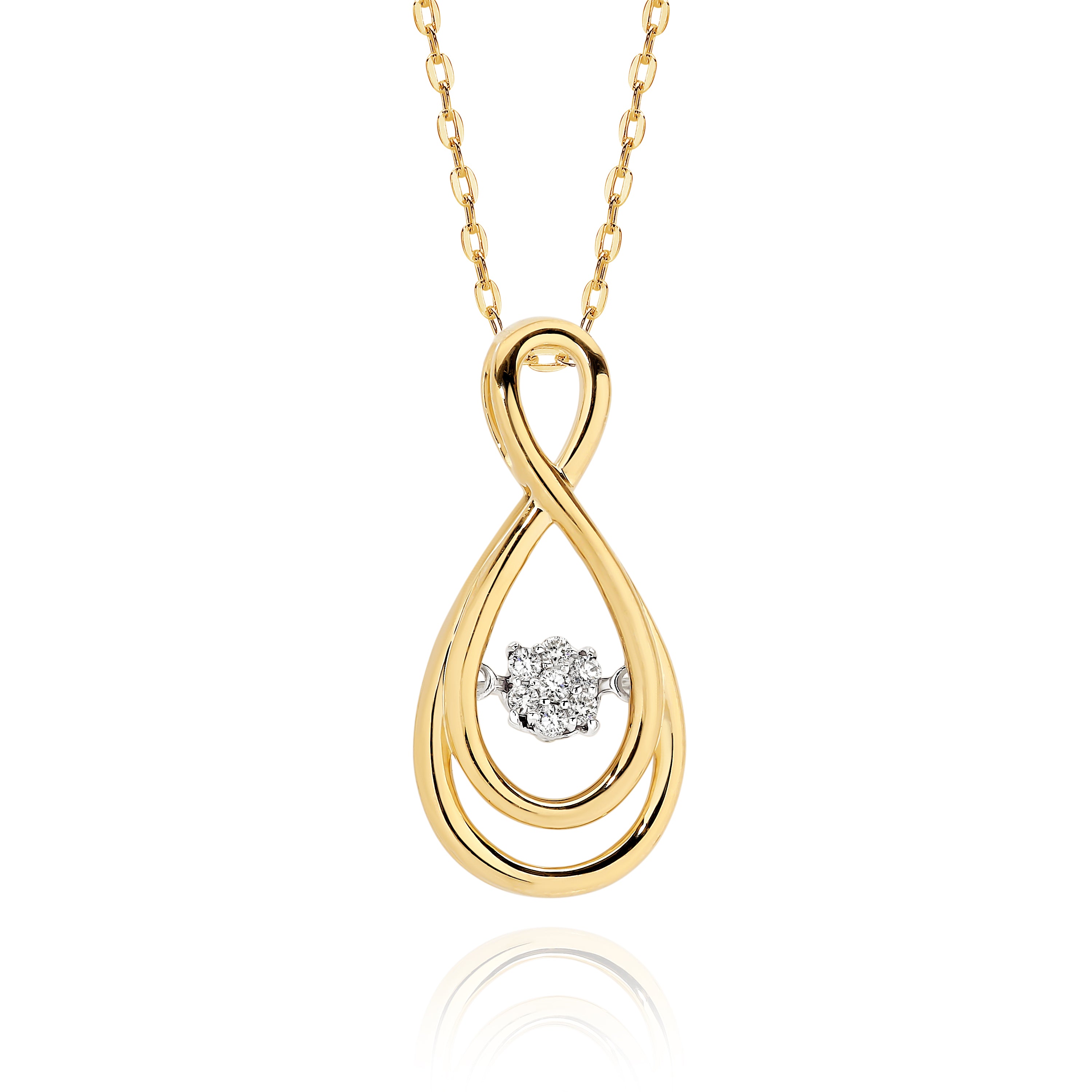 9ct gold 0.07ct dancing diamond pendant