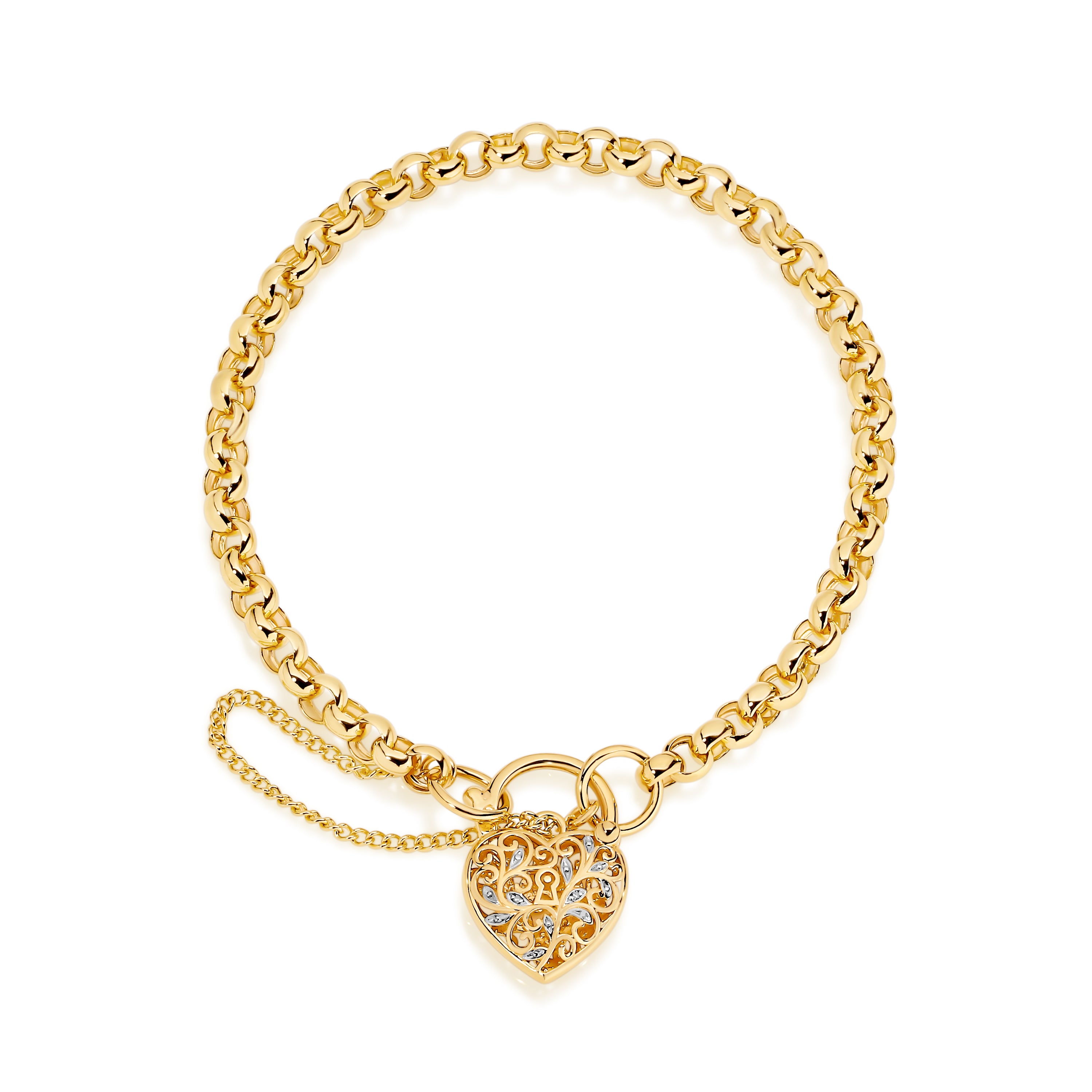 9ct solid gold diamond padlock bracelet