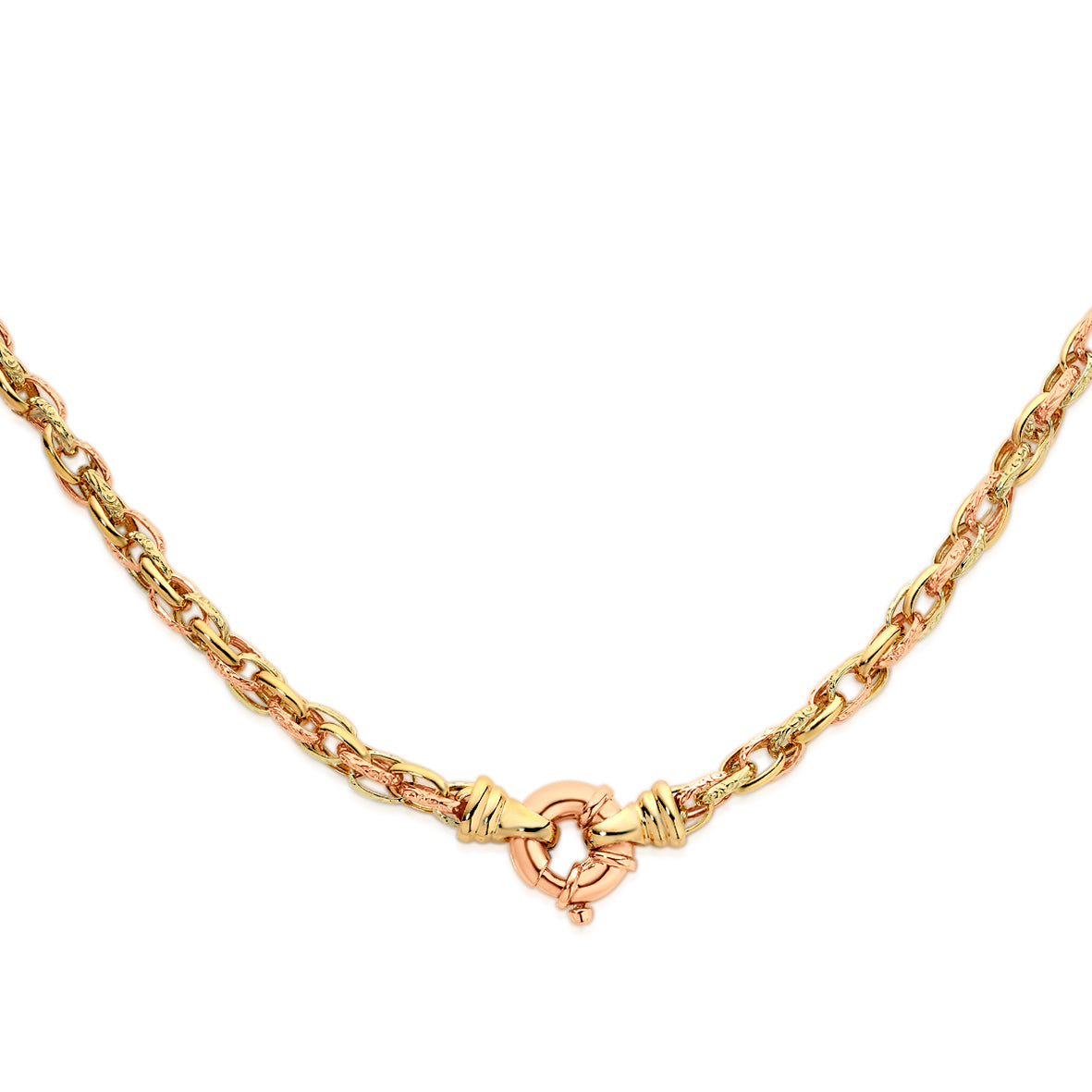 9ct 3 tone solid gold necklace