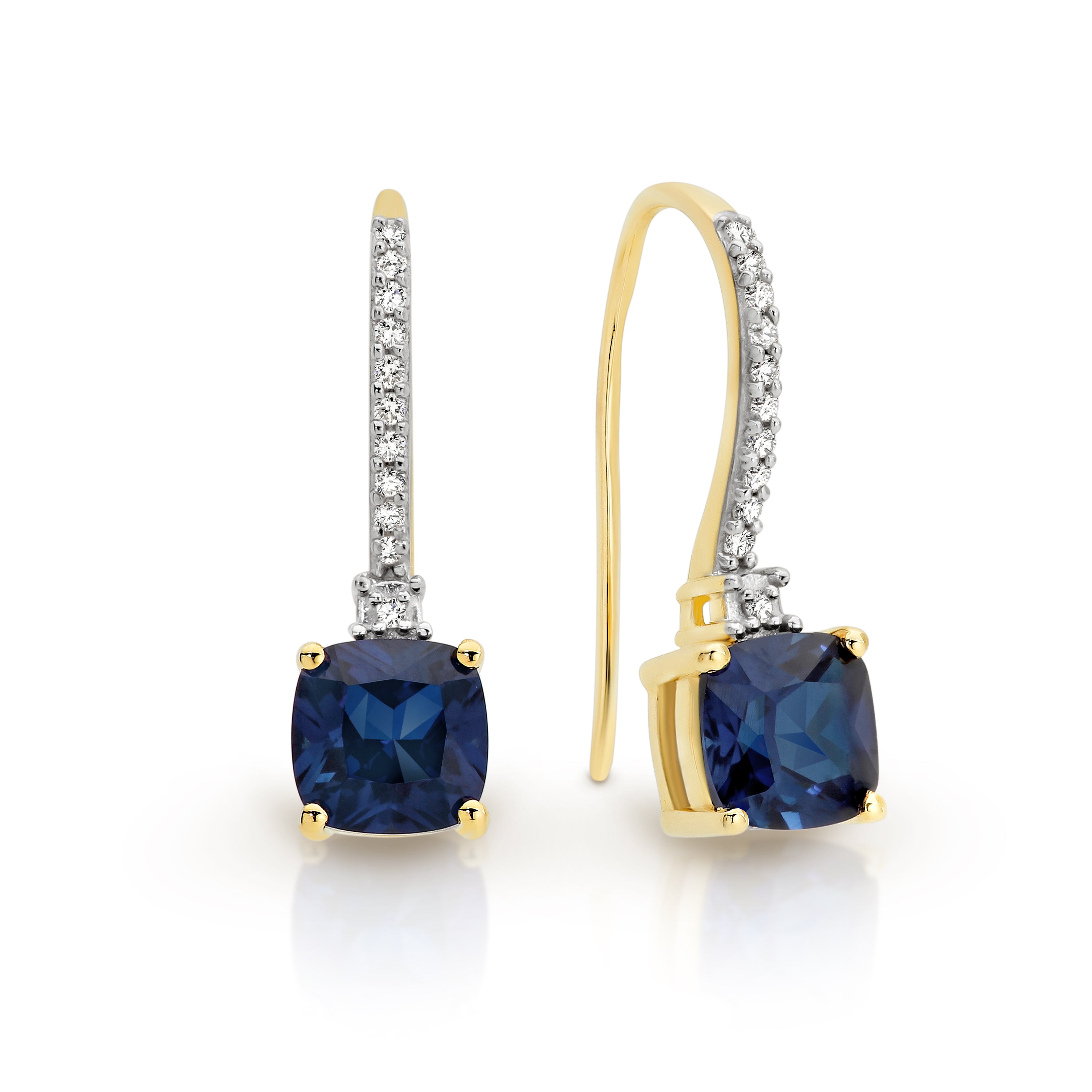 9ct cr sapphire & diamond earrings