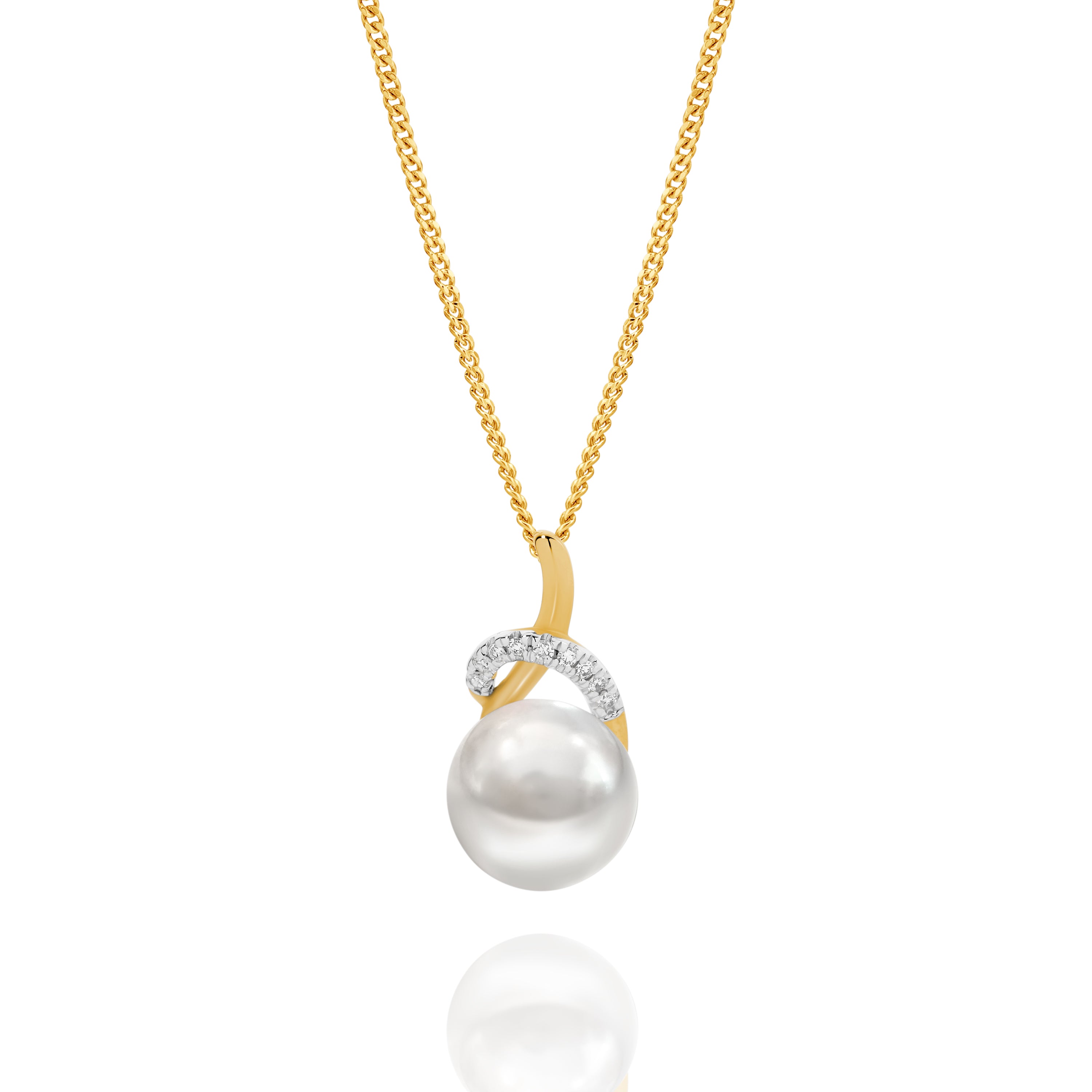 9ct pearl and diamond slider pendant