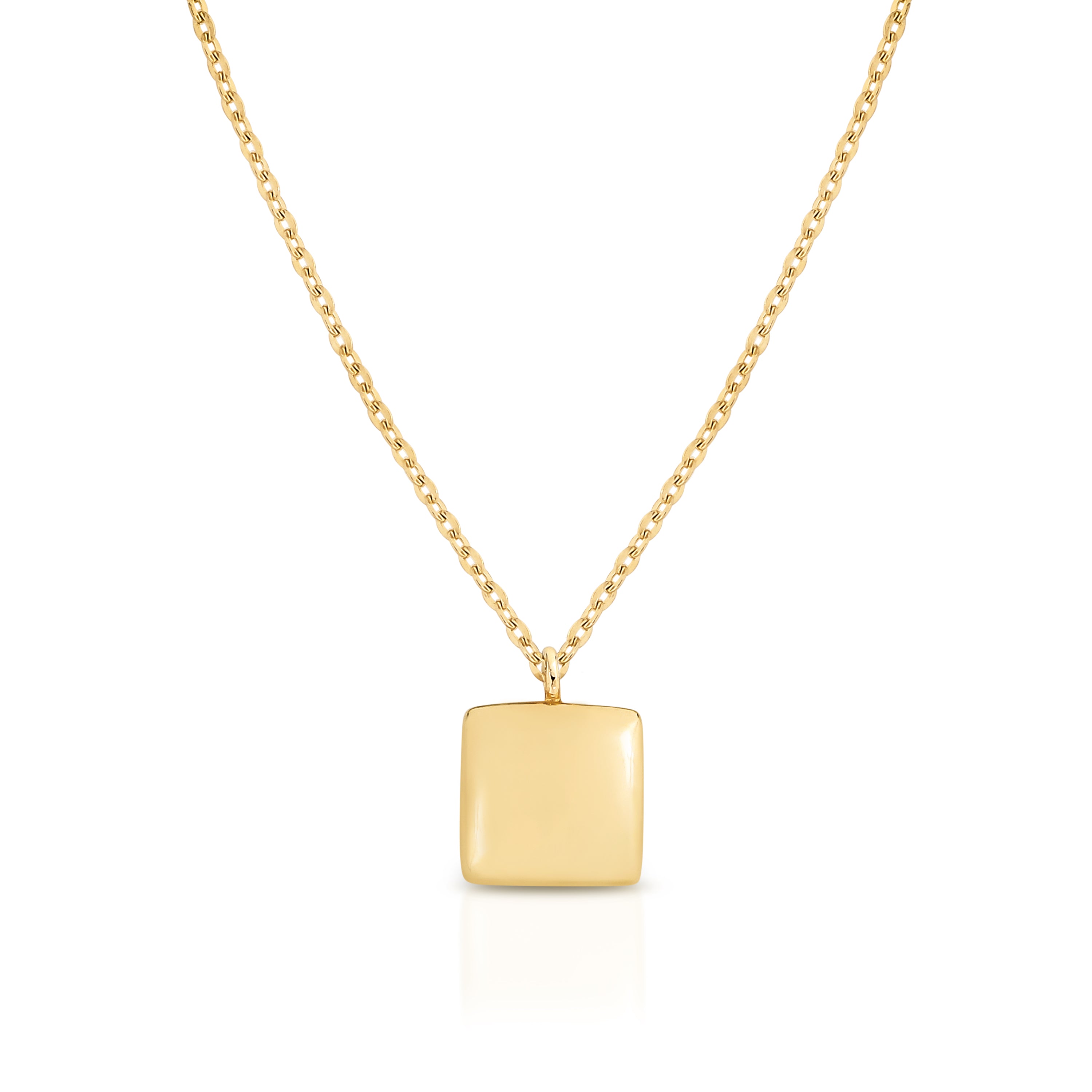 9ct square engraveable disc necklet
