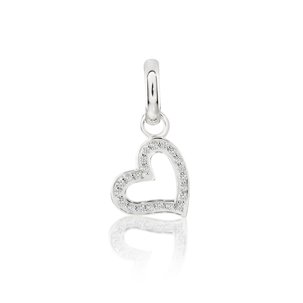 CANDID Silver open heart charm with cubic zirconia – Offe Jewellers