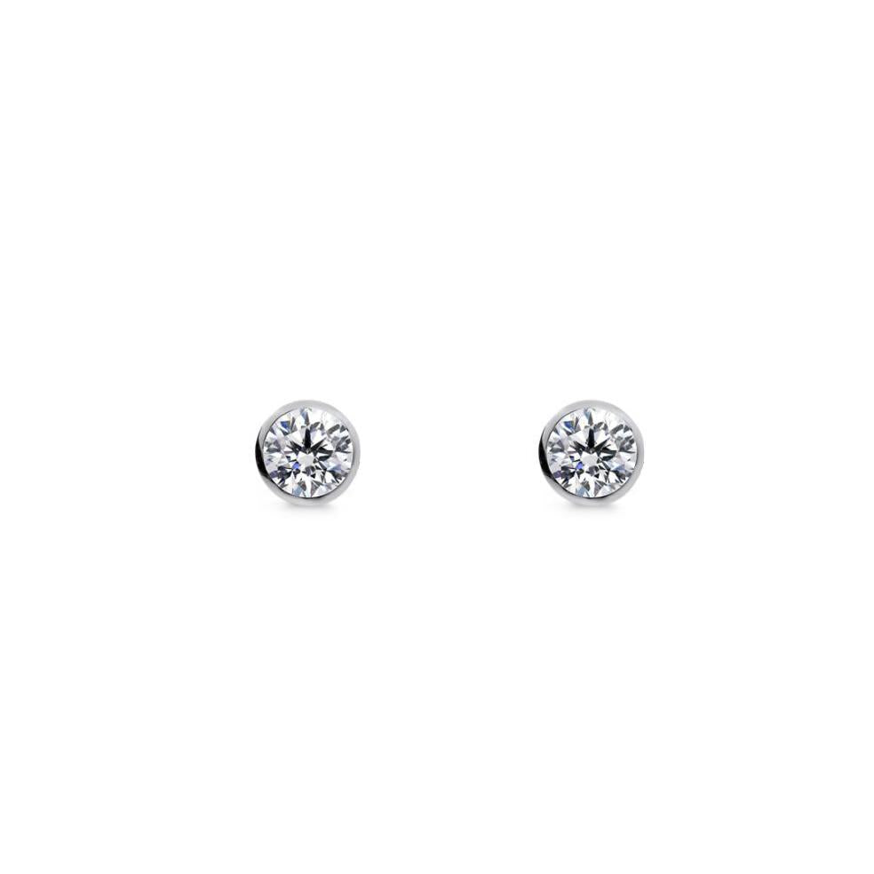ELLANI Silver CZ 5mm Bezel Set Studs