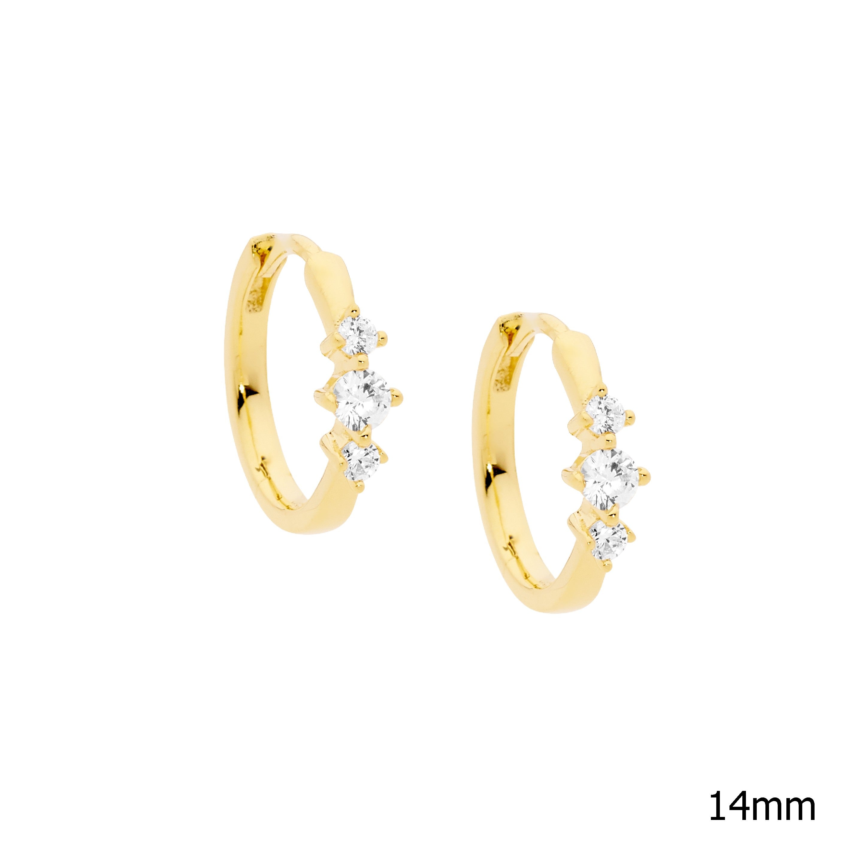 ELLANI Silver CZ Hoop Earrings with Gold Plating