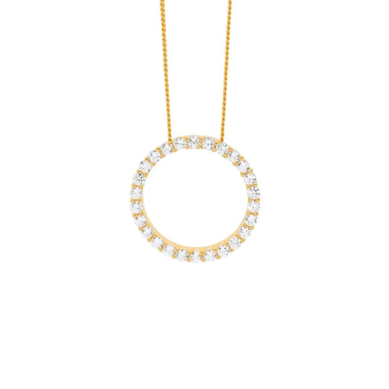 ELLANI Silver Plated CZ Circle Necklet