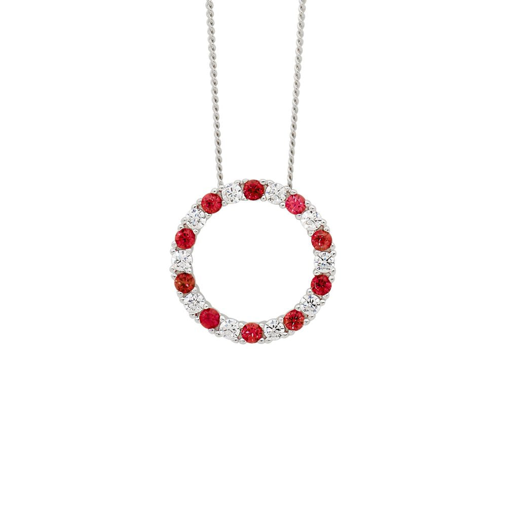 ELLANI Silver Open Circle Necklet with CZ