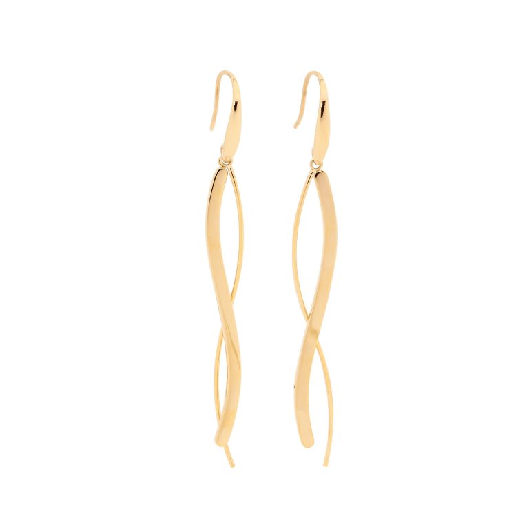 ELLANI Stainless Steel Plated Long Wave Earrings