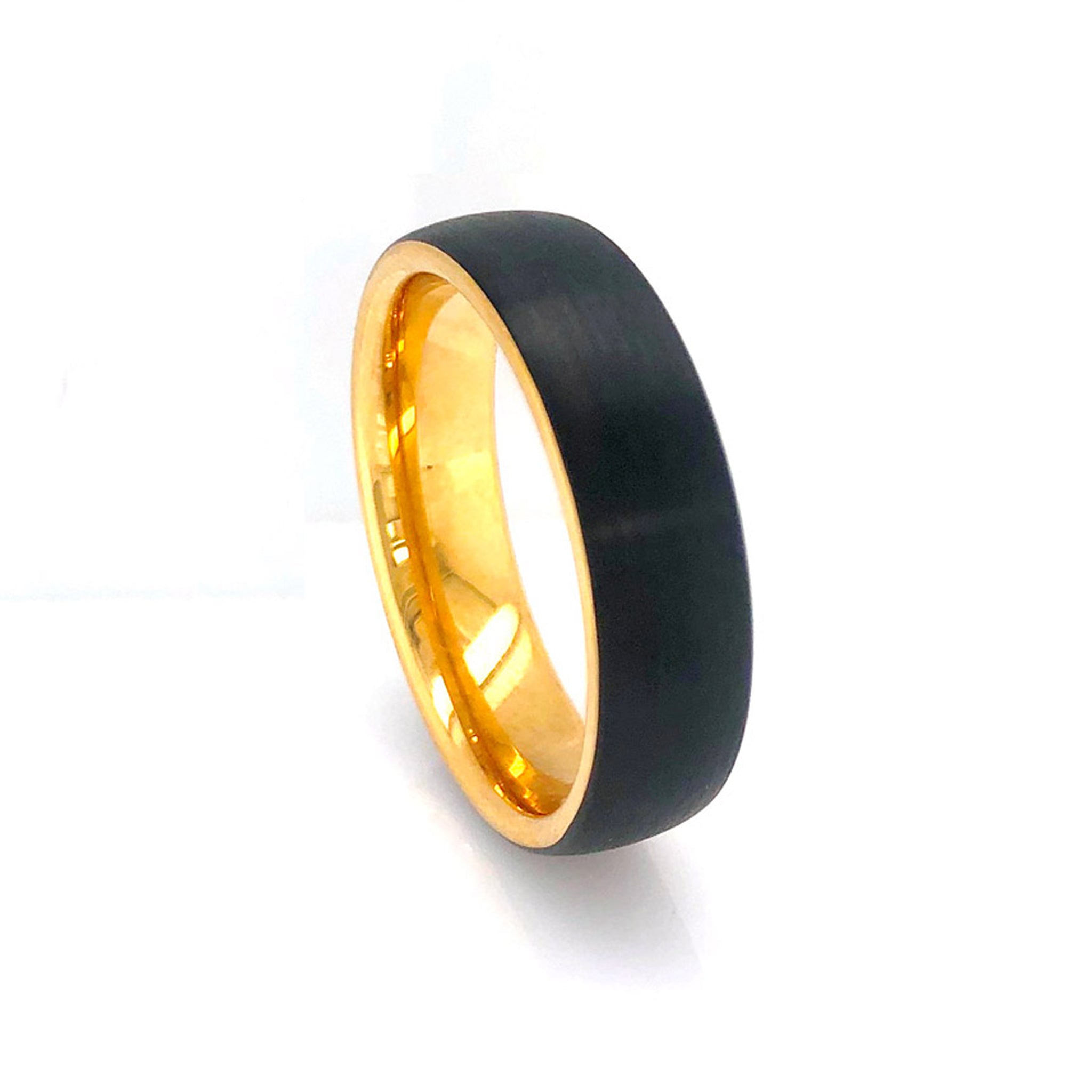 Tungsten ring yellow gold & black