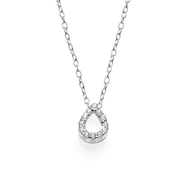 Silver cubic zirconia pear necklace