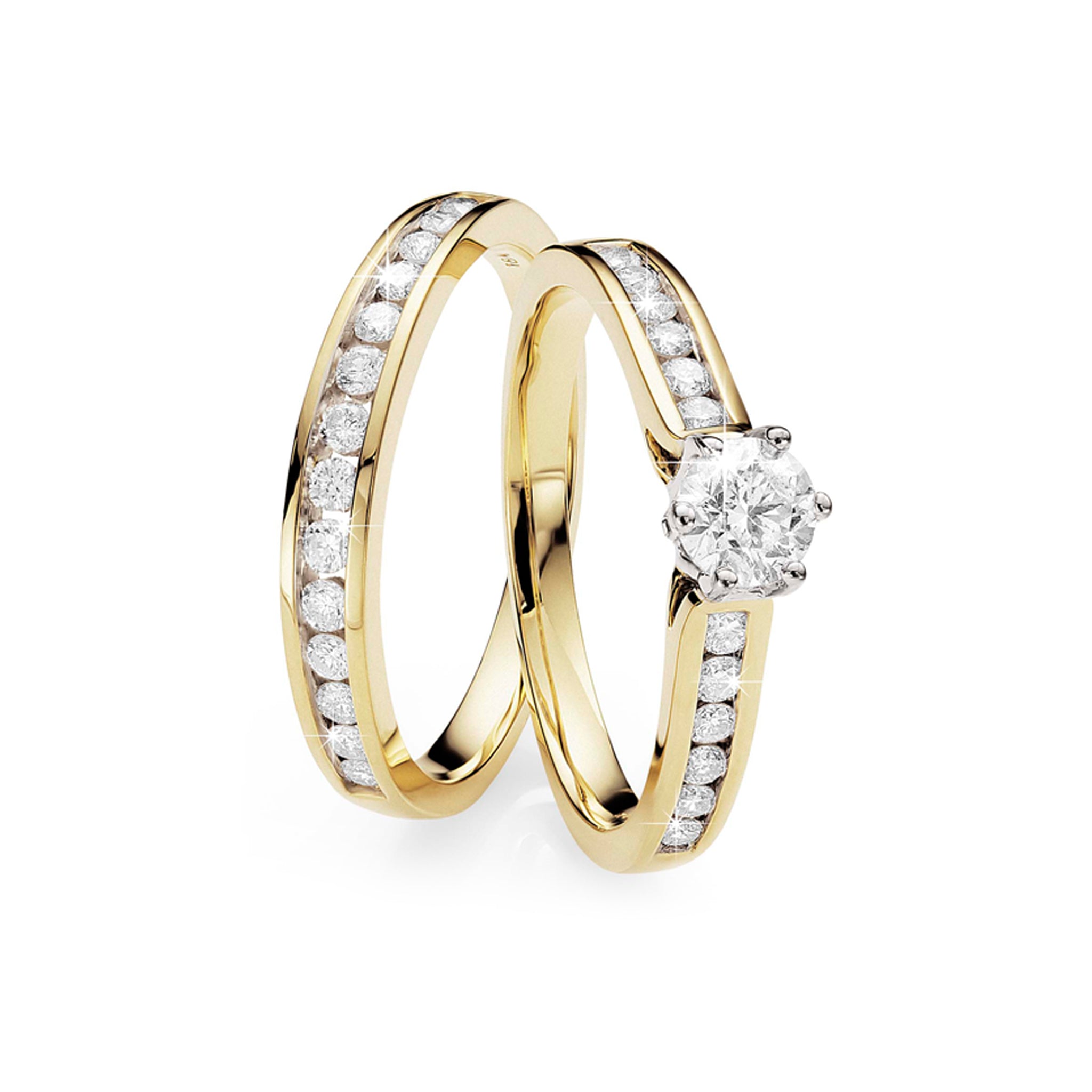18ct gold 1ct diamond ring with matching band