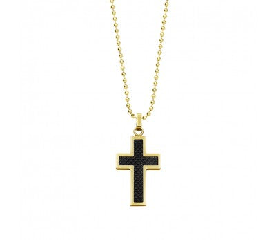 Stainless Steel Black and Gold Cross Pendant