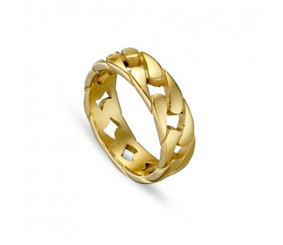 Stainless Steel Gold Chain Link Ring